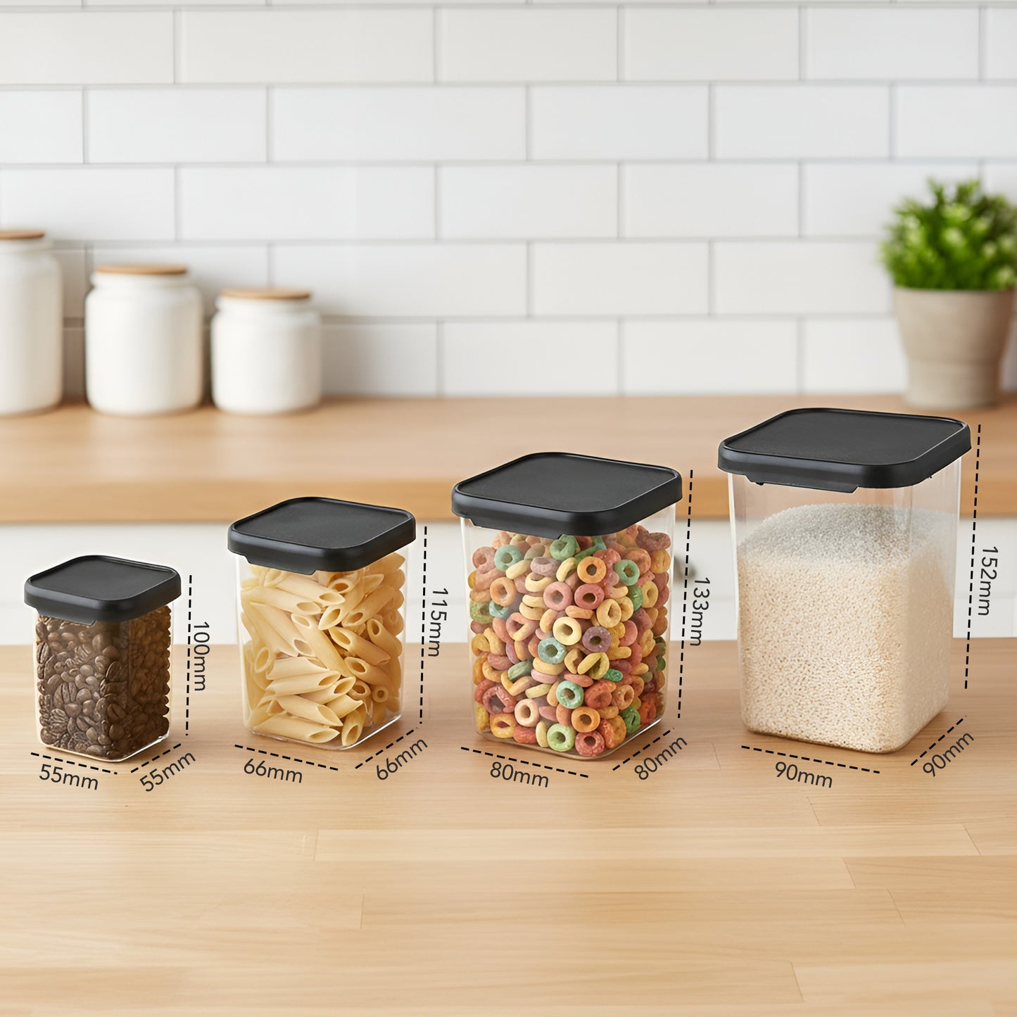 AirLock Tall Square Kitchen Container – Silicone Seal, Lightweight, Unbreakable, Food Grade Transparent Storage Box