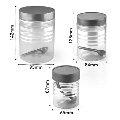 FreshStore Airtight Plastic Jar Set with Spoon – Transparent, Stackable, BPA Free Kitchen Storage Container SL 18PCS