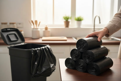 DumpEase Black Garbage Bags – 180 Bags, Heavy Duty Dustbin Liner for Kitchen, Office & Home Waste