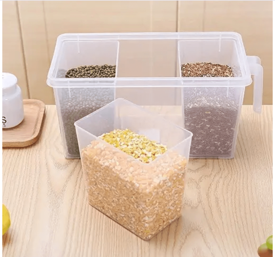 AQ 1500ml Fridge Storage Container (1pcs Set,Natural) | 3 - Compartment Stackable Freezer Box | Plastic Organizer for Fish, Meat, Vegetables & Fruits | Fridge Storage Box | Fresh - Keeping Utility ContainerAQUAQLEAN STOREFRONT