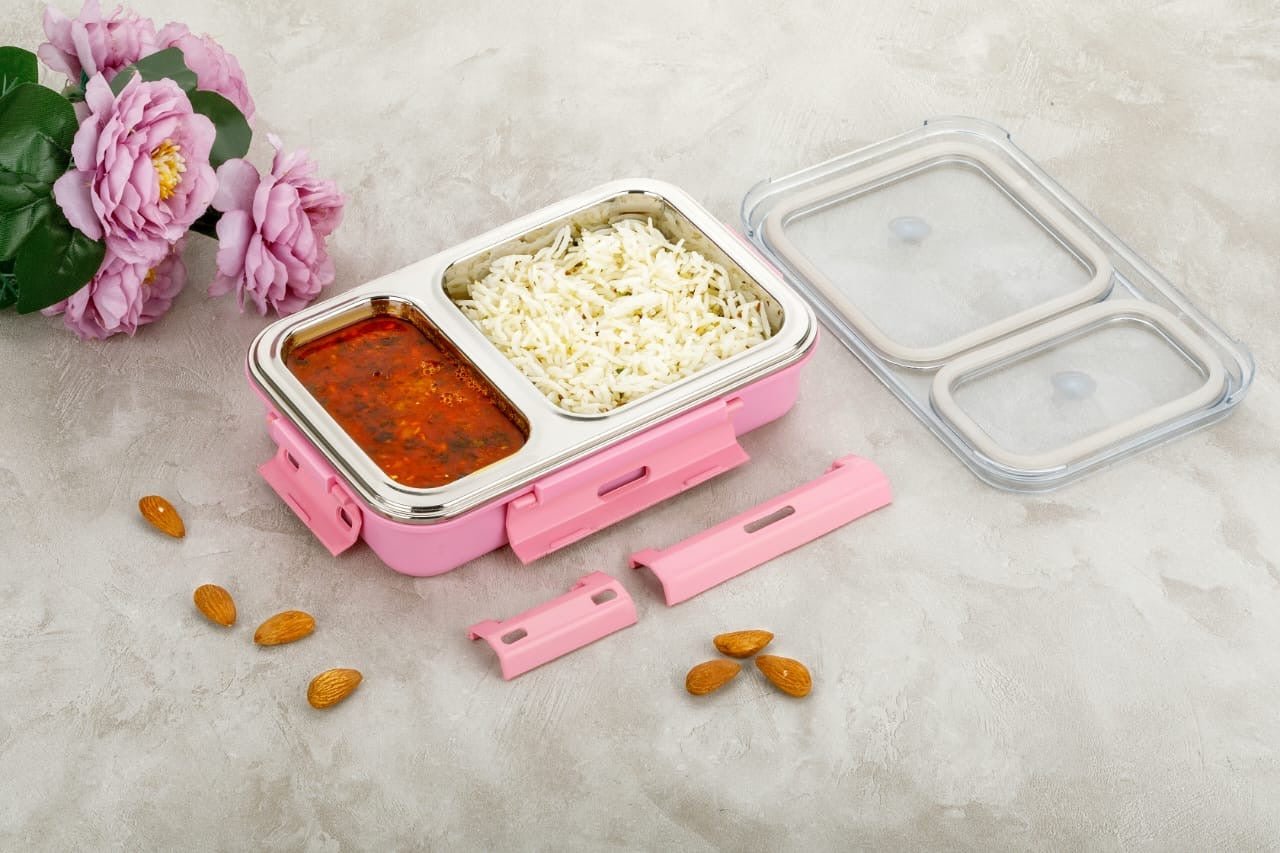 AQ 2 - Compartment SS Lunch Box | 700ml Leak - Proof Tiffin Box for BPA - Free & Eco - Friendly ContainerAQUAQLEAN STOREFRONT