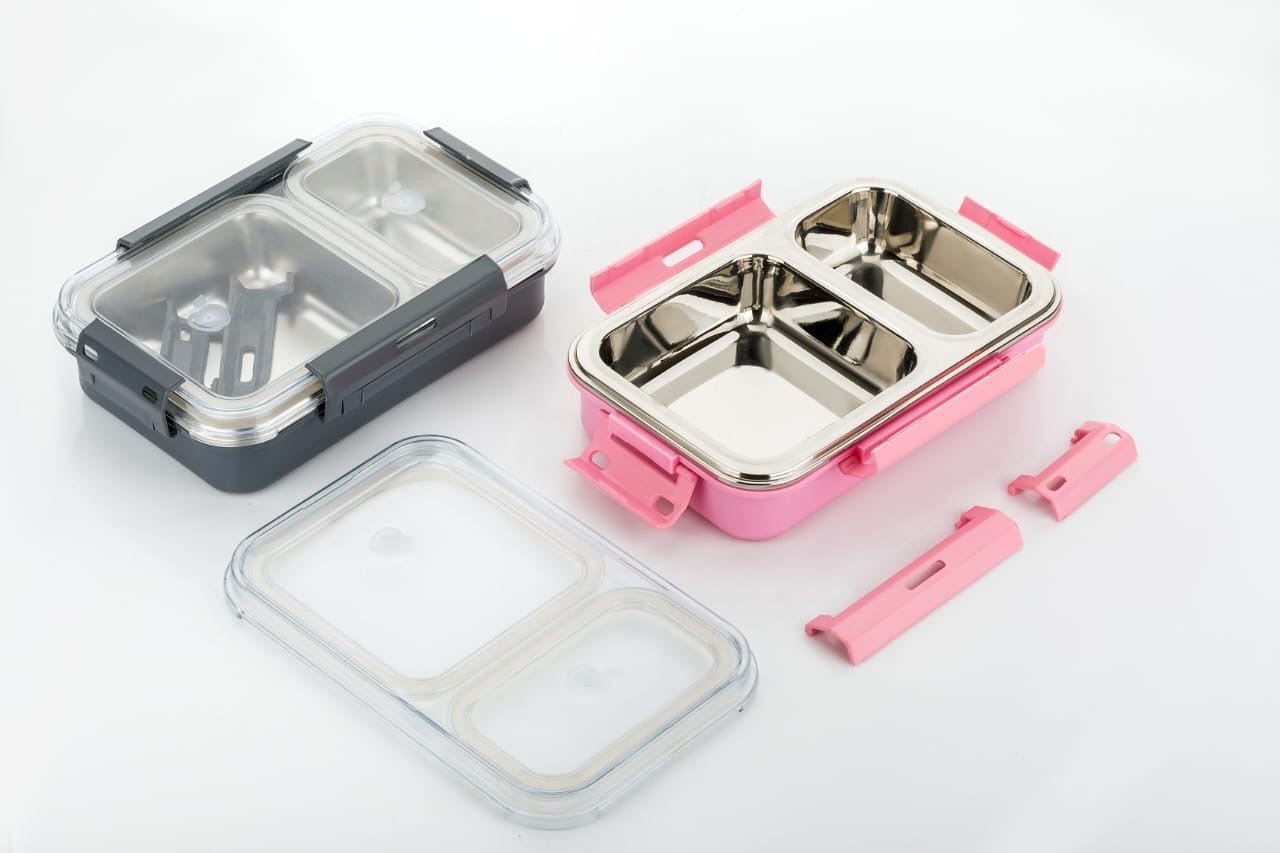 AQ 2 - Compartment SS Lunch Box | 700ml Leak - Proof Tiffin Box for BPA - Free & Eco - Friendly ContainerAQUAQLEAN STOREFRONT