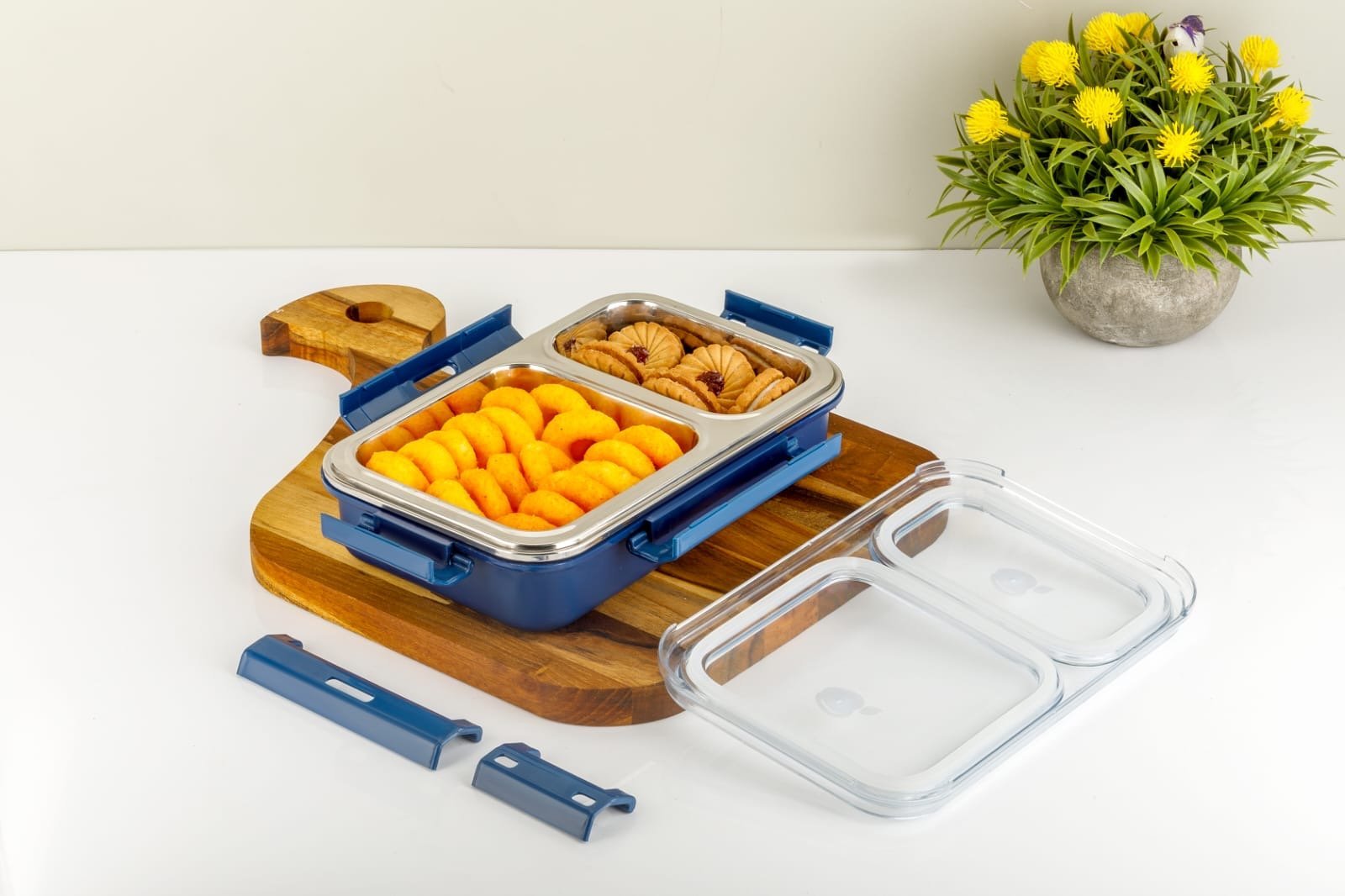 AQ 2 - Compartment SS Lunch Box | 700ml Leak - Proof Tiffin Box for BPA - Free & Eco - Friendly ContainerAQUAQLEAN STOREFRONT