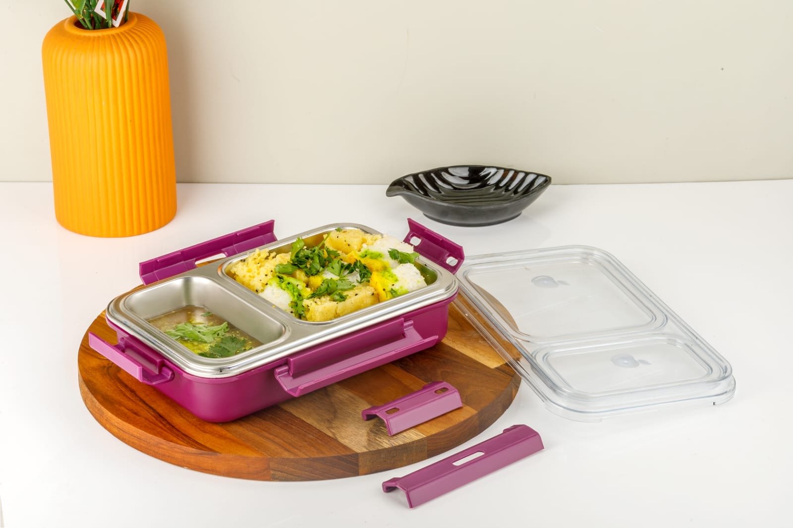 AQ 2 - Compartment SS Lunch Box | 700ml Leak - Proof Tiffin Box for BPA - Free & Eco - Friendly ContainerAQUAQLEAN STOREFRONT