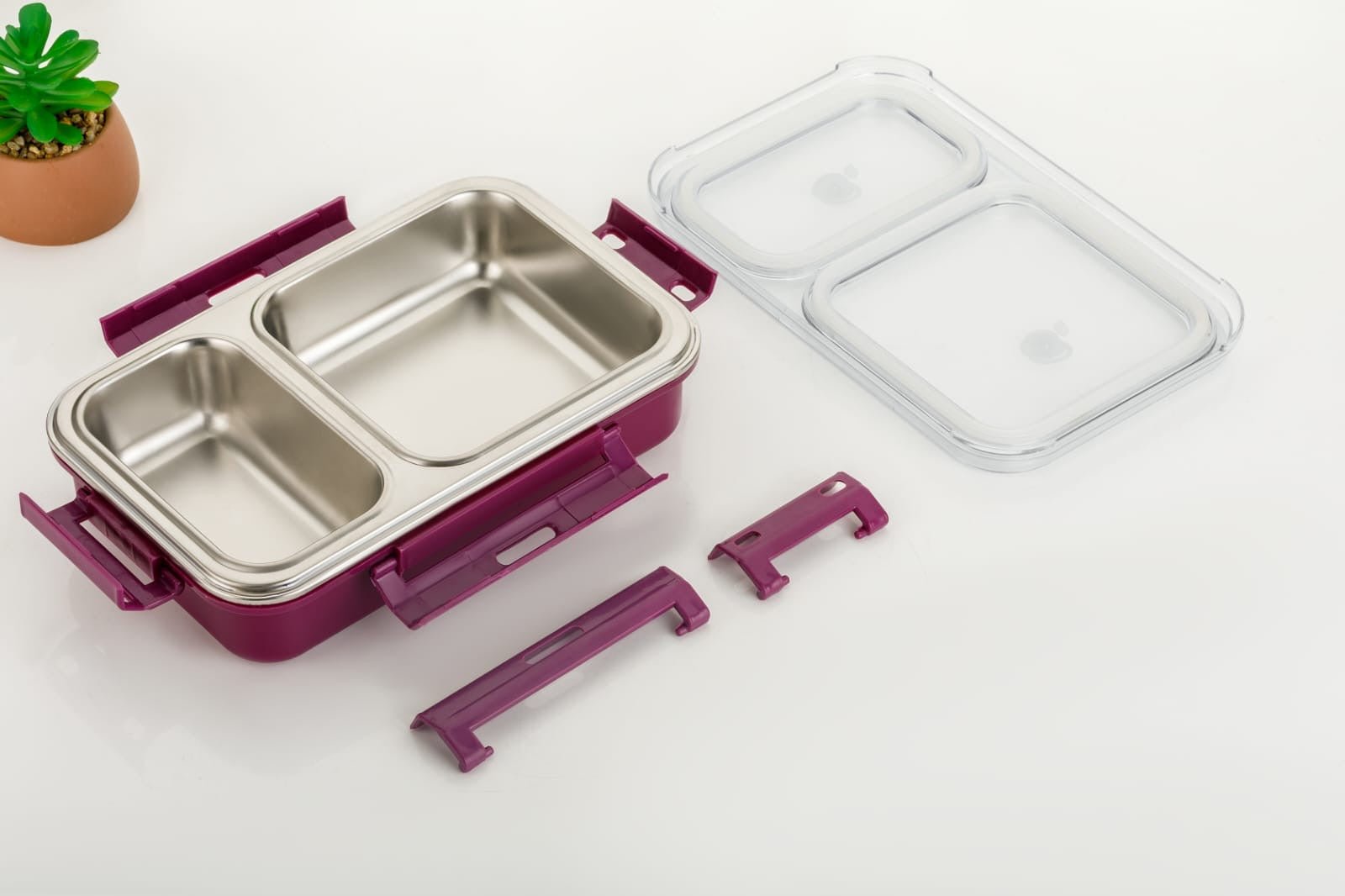 AQ 2 - Compartment SS Lunch Box | 700ml Leak - Proof Tiffin Box for BPA - Free & Eco - Friendly ContainerAQUAQLEAN STOREFRONT