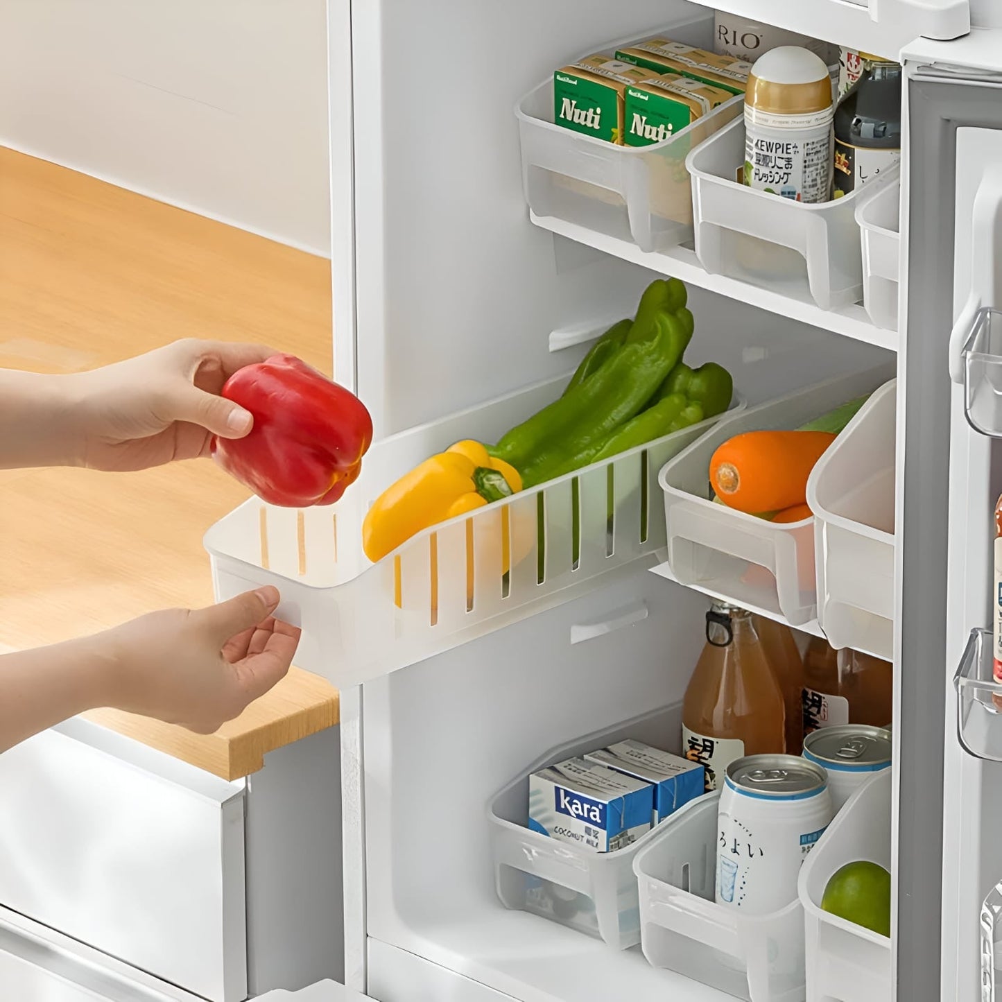 Aquaqlean 4Pcs Fridge Storage Boxes | Multipurpose Transparent Containers for Kitchen & Refrigerator | Space - Saving Side Door Organizer for Fruits & VegetablesAQUAQLEAN STOREFRONT
