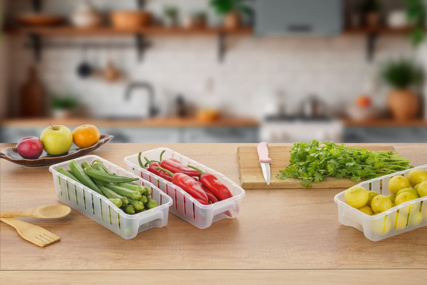 Aquaqlean 4Pcs Fridge Storage Boxes | Multipurpose Transparent Containers for Kitchen & Refrigerator | Space - Saving Side Door Organizer for Fruits & VegetablesAQUAQLEAN STOREFRONT