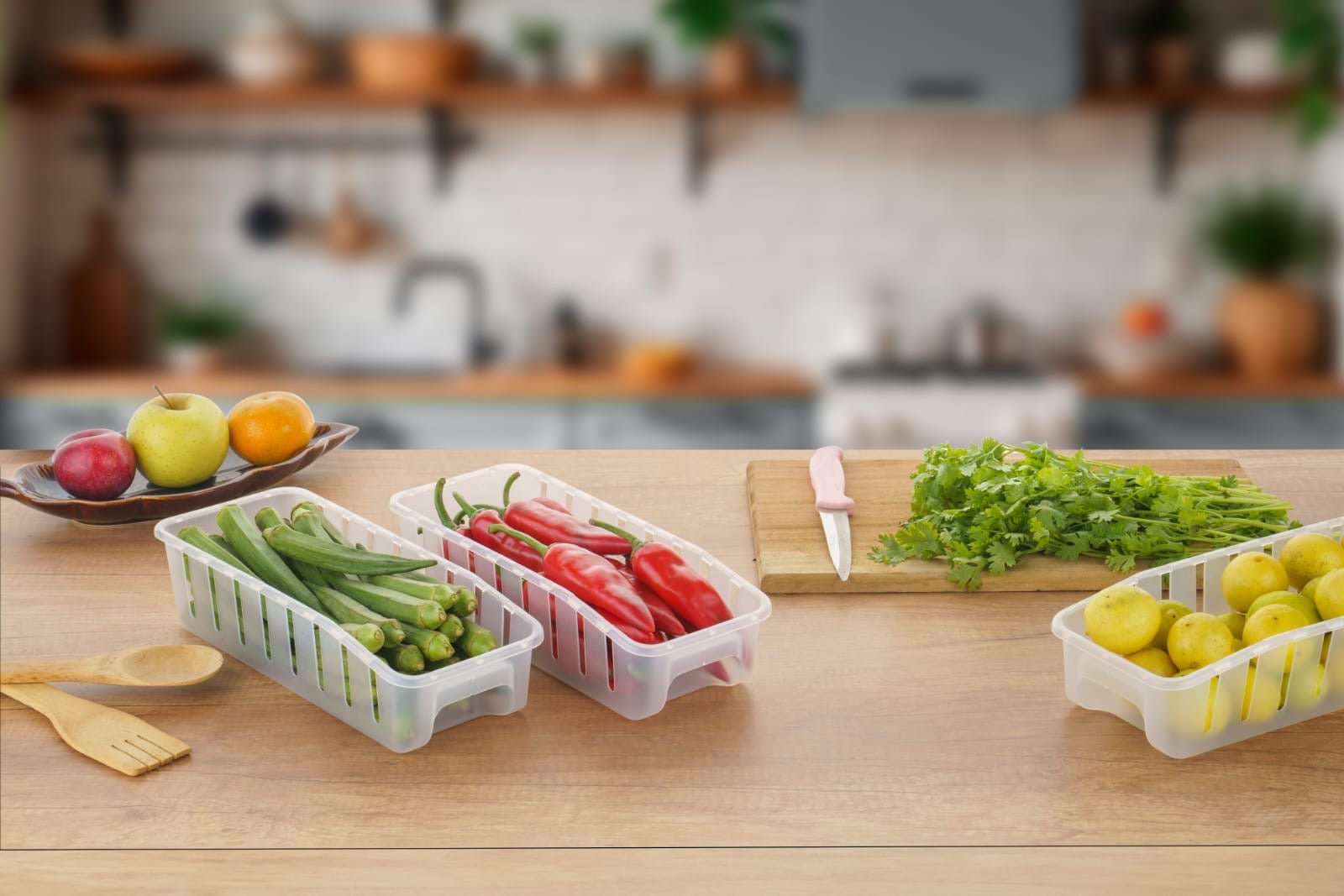 Aquaqlean 4Pcs Fridge Storage Boxes | Multipurpose Transparent Containers for Kitchen & Refrigerator | Space - Saving Side Door Organizer for Fruits & VegetablesAQUAQLEAN STOREFRONT