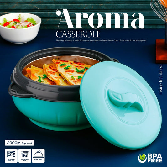 Aquaqlean Aroma Casserole | 2000ml Insulated Hot Pot | Double - Wall Thermal Casserole for Hot & Cold Food | Durable & Stylish Serving Dish for Kitchen & DiningAQUAQLEAN STOREFRONT