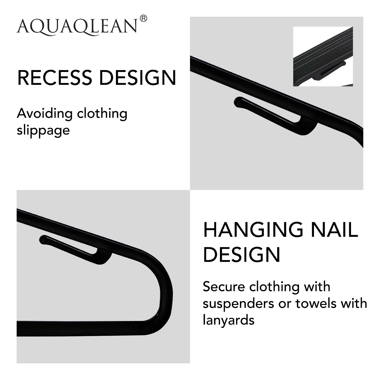 AQUAQLEAN Black Plastic Hangers For Clothes, Wardrobe Management, Space Saver For Clothes Hanging Needs(Pack Of 12)AQUAQLEAN STOREFRONT