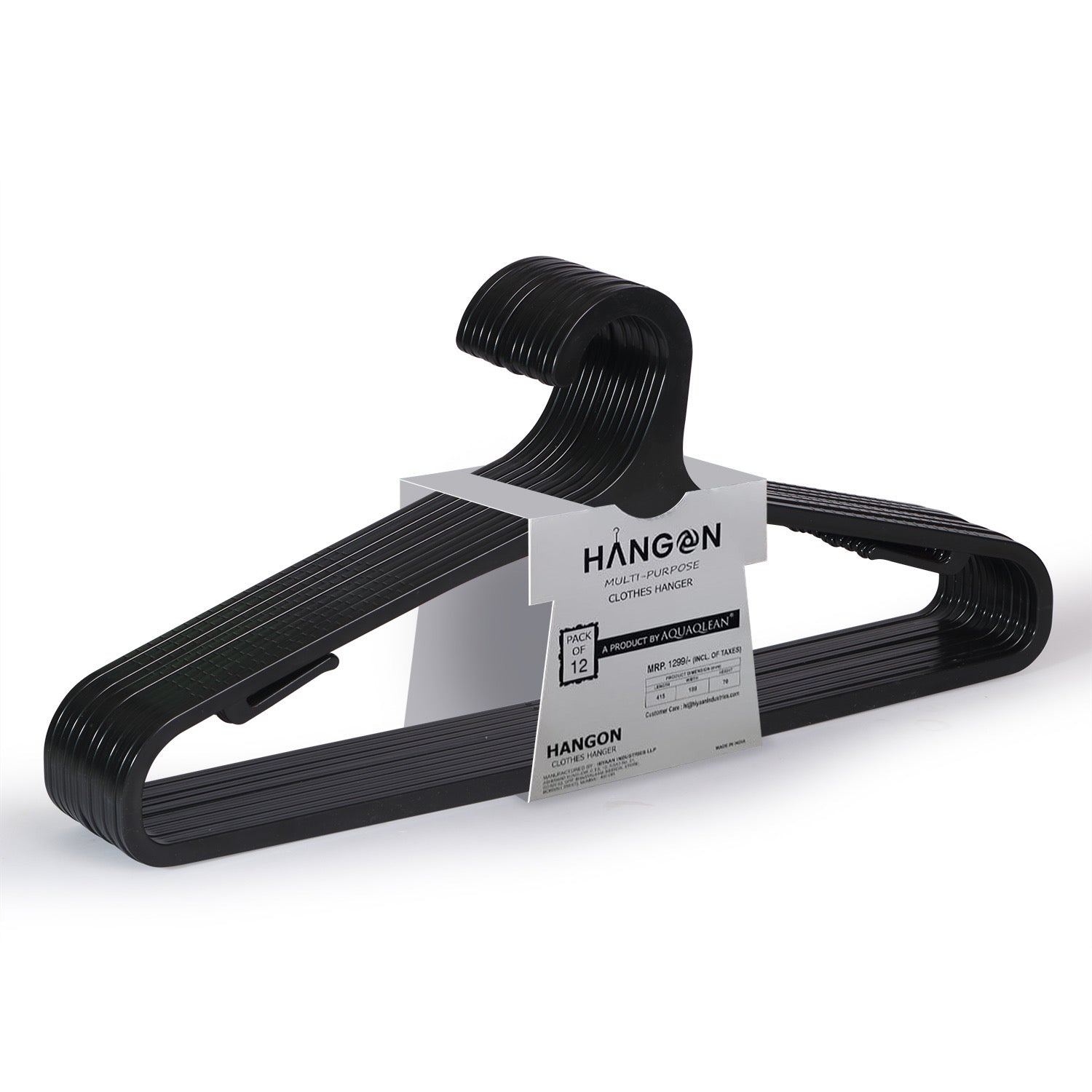 AQUAQLEAN Black Plastic Hangers For Clothes, Wardrobe Management, Space Saver For Clothes Hanging Needs(Pack Of 12)AQUAQLEAN STOREFRONT