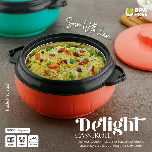 Aquaqlean Delight Casserole | 2500ml Insulated Hot Pot | Double - Wall Casserole for Hot & Cold FoodAQUAQLEAN STOREFRONT