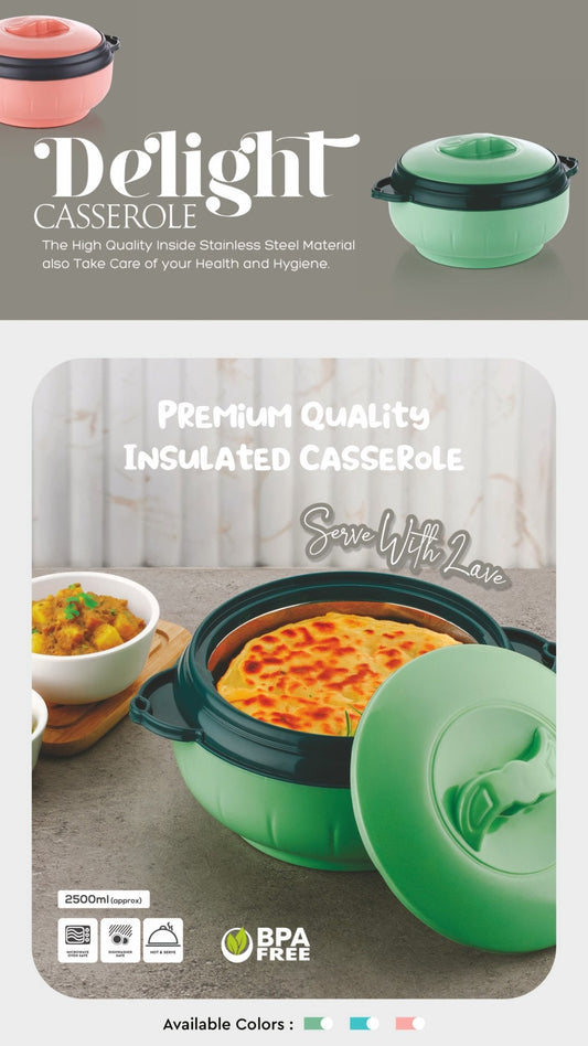 Aquaqlean Delight Casserole | 2500ml Insulated Hot Pot | Double - Wall Casserole for Hot & Cold FoodAQUAQLEAN STOREFRONT