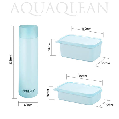 AQUAQLEAN Exquisite Lunch Box with Bag, 4 Food Grade Plastic Containers + 1 Water Bottle, Light Weight | Microwave Safe | Easy to Carry | Leak Proof I (Grey)AQUAQLEAN STOREFRONT