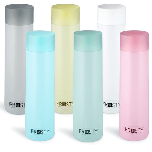 Aquaqlean Frosty 500ml Plastic Water Bottle Gift Set (Pack. of 6 Pieces, 500ml, Multicolour) II Food Grade II Slim & Light WeightAQUAQLEAN STOREFRONT