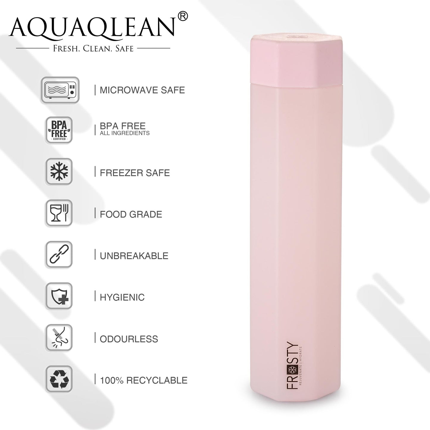 AQUAQLEAN Frosty Food Grade Plastic OCTAGON Fridge Water Bottle Gift Set(6 pieces, 1L,Assorted) | 1000 milliliterAQUAQLEAN STOREFRONT