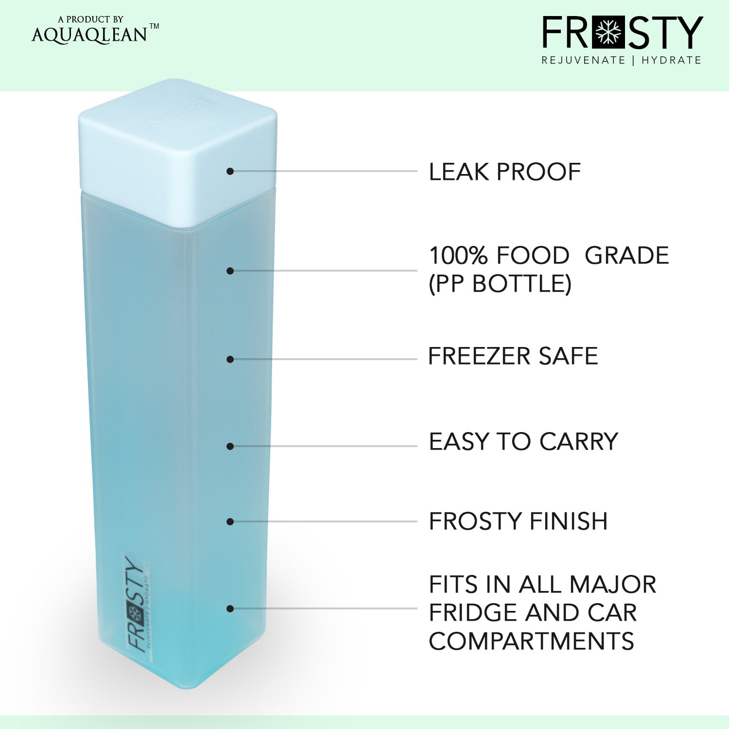 Aquaqlean Frosty Plastic Fridge Water Bottle - (1pc pack) I Food Grade I Gift Set I Gym Use I Office Use I Home UseAQUAQLEAN STOREFRONT