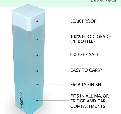 Aquaqlean Frosty Square 1 Litre Plastic Fridge Water Bottle - (Blue, 6 pcs set) I Food Grade I Gift Set I Gym Use I Office Use I Home UseAQUAQLEAN STOREFRONT