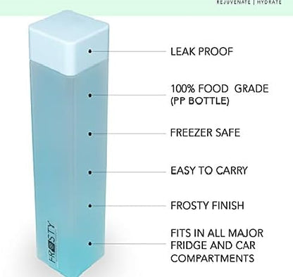 Aquaqlean Frosty Square 1 Litre Plastic Fridge Water Bottle - (Blue, 6 pcs set) I Food Grade I Gift Set I Gym Use I Office Use I Home UseAQUAQLEAN STOREFRONT
