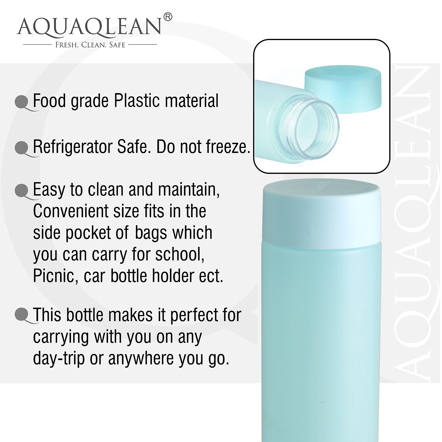 Aquaqlean Frosty Unbreakable Round Water Bottle | 1 Litre | Plastic Water Bottle | Office Bottle | Gym Bottle | Home | Kitchen (6pcs Multicolor, FROSTY)AQUAQLEAN STOREFRONT
