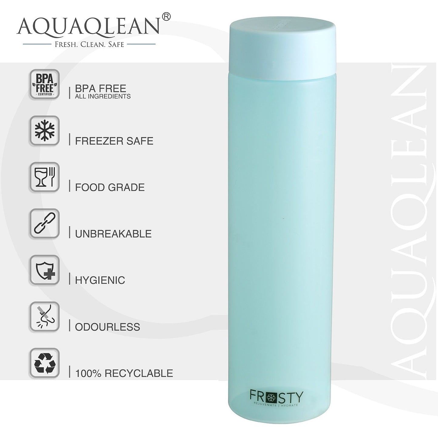 Aquaqlean Frosty Unbreakable Round Water Bottle | 1 Litre | Plastic Water Bottle | Office Bottle | Gym Bottle | Home | Kitchen (6pcs Multicolor, FROSTY)AQUAQLEAN STOREFRONT
