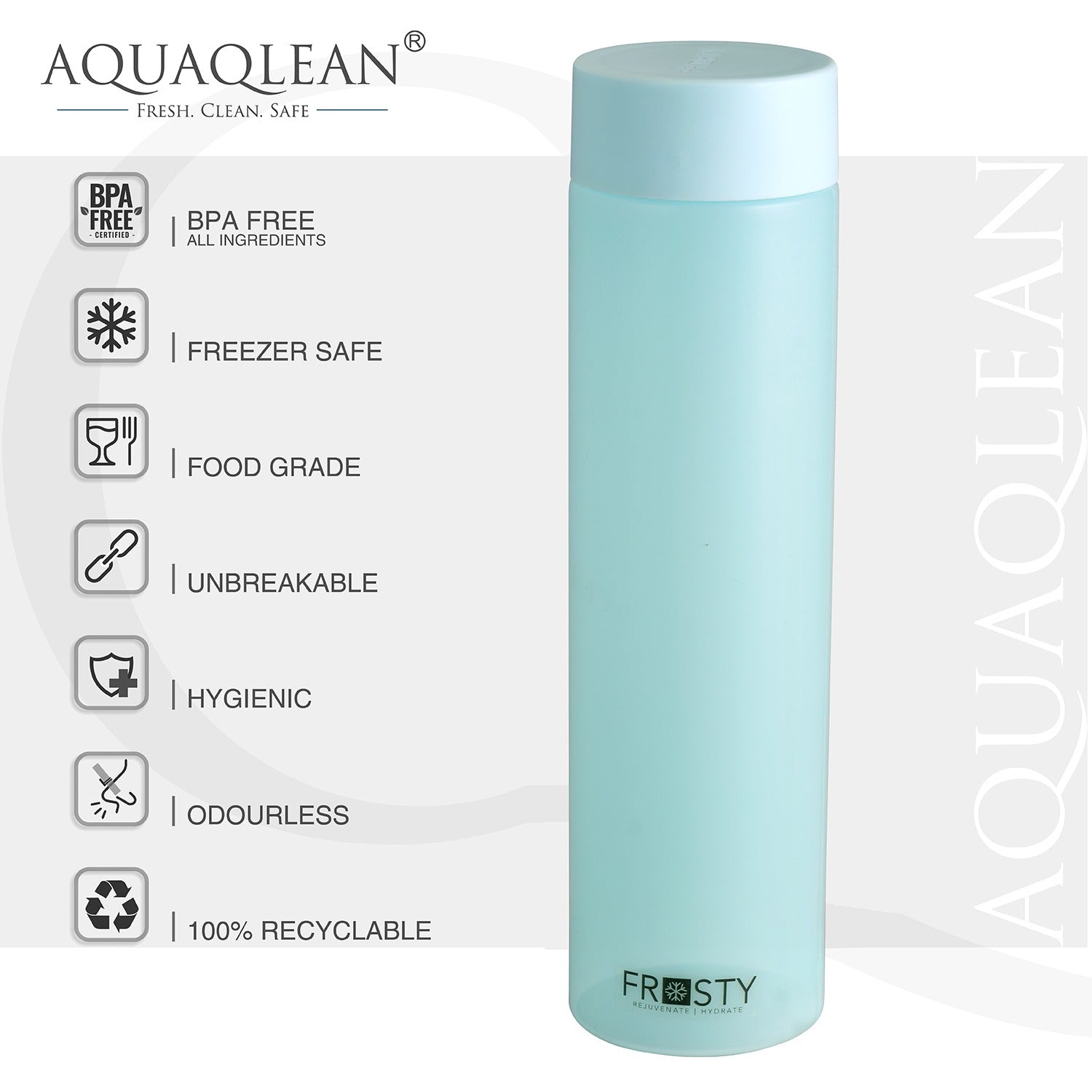Aquaqlean Frosty Unbreakable Round Water Bottle | 1 Litre | Plastic Water Bottle | Office Bottle | Gym Bottle | Home | Kitchen (6pcs Multicolor, FROSTY)AQUAQLEAN STOREFRONT