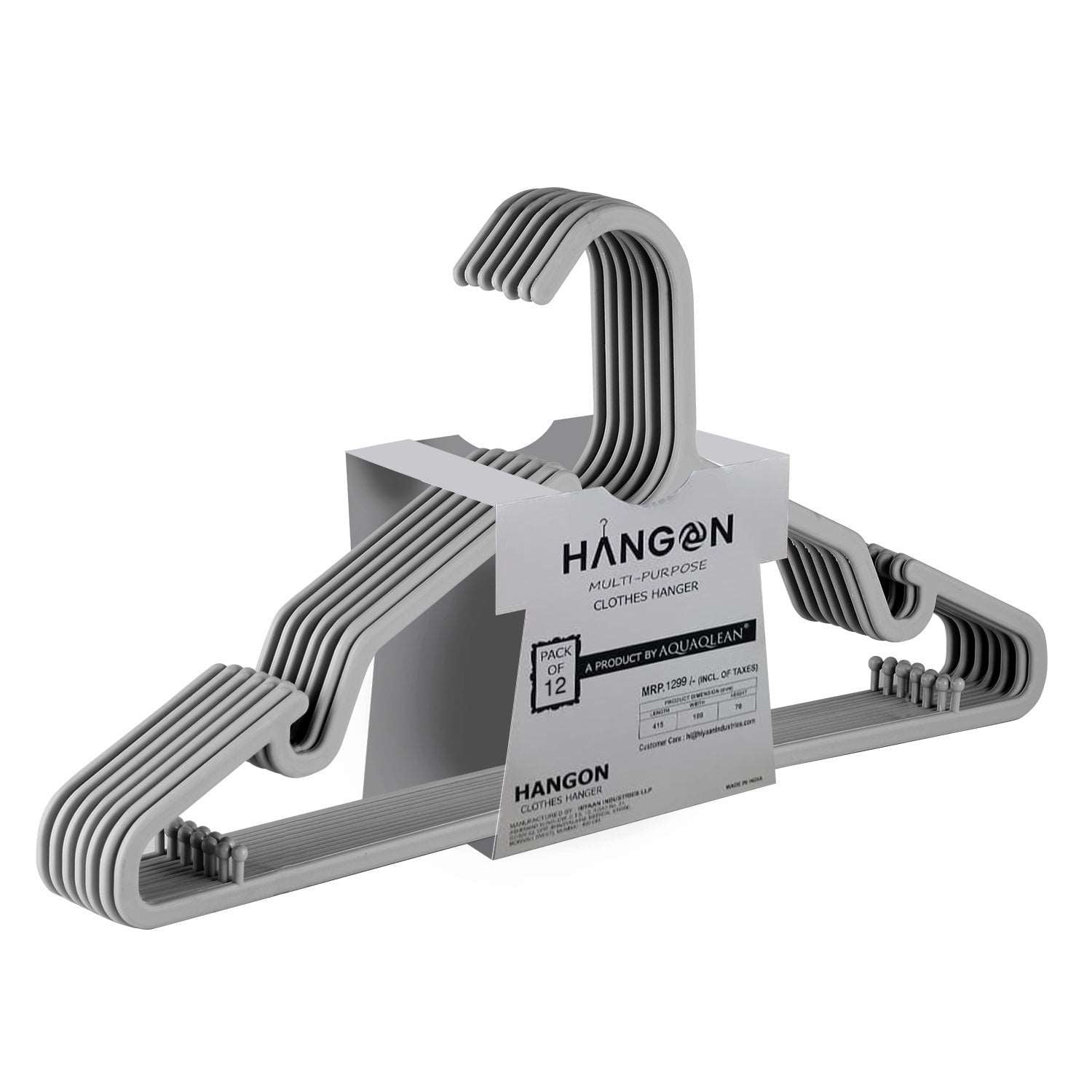 Aquaqlean - Hangon - LightWeight Clothes Hangers,(Pack of 12 pcs ,White)AQUAQLEAN STOREFRONT