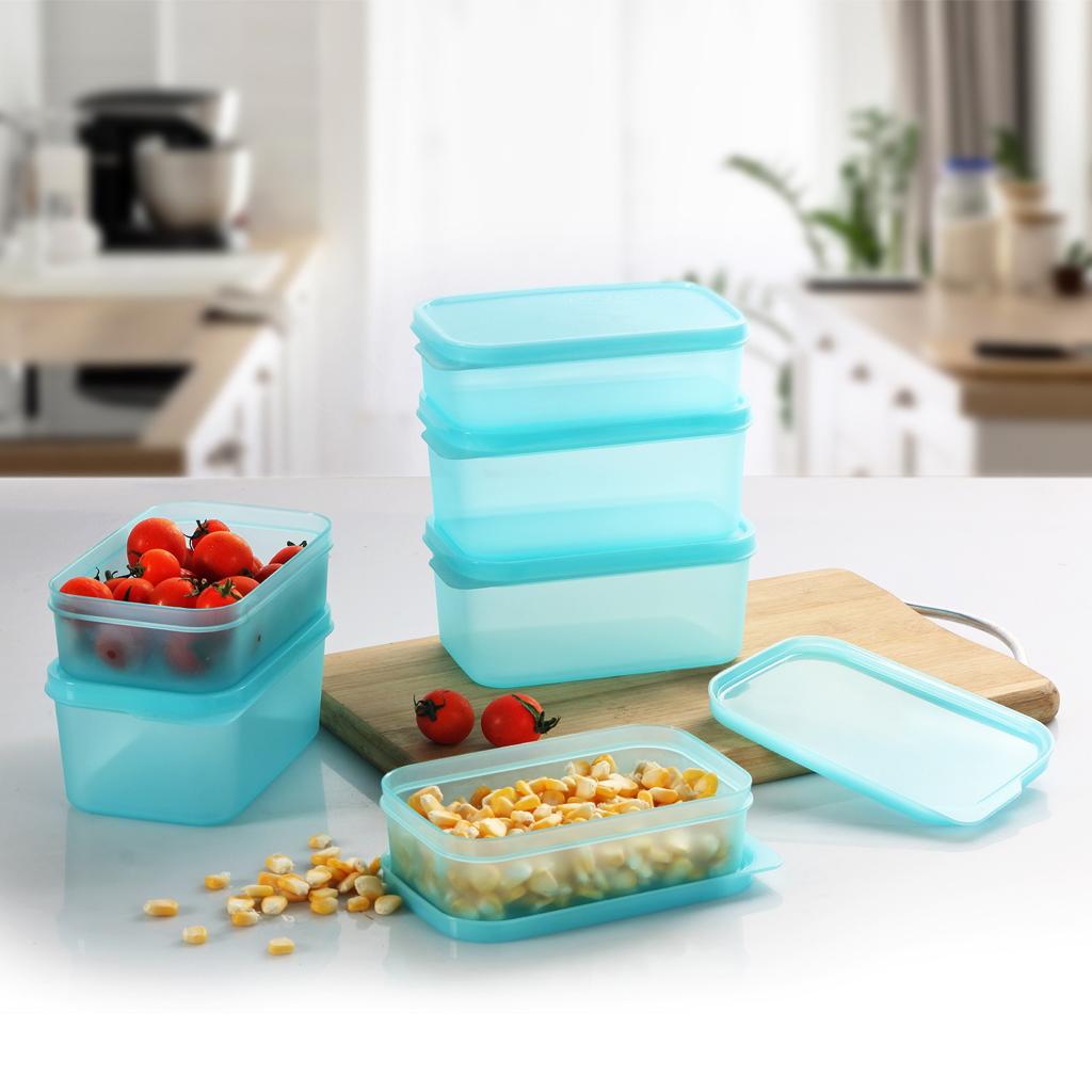 AQUAQLEAN Plastic Transparent Food Storage Containers with Lid, Set of 6 (3x350ml & 3x250ml),CitrusRed & BoringBlue MixAQUAQLEAN STOREFRONT