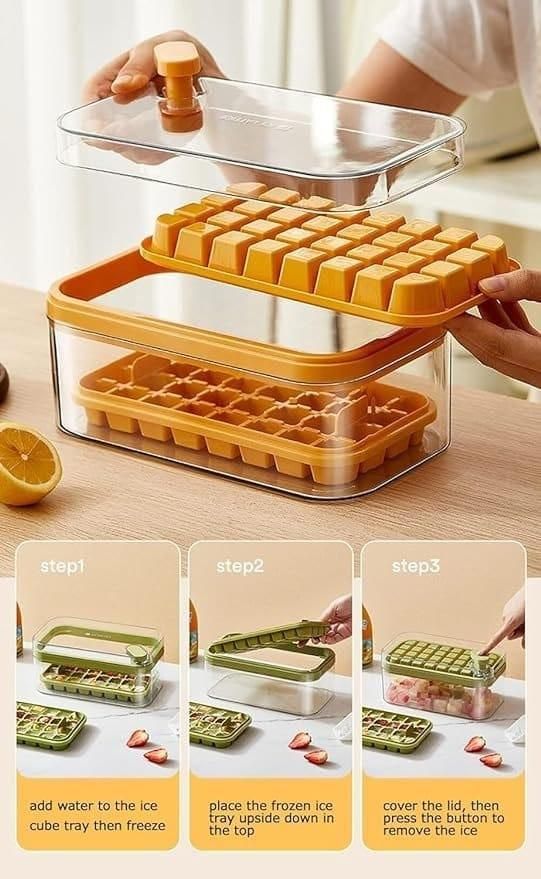 Silicone 2 Layer Ice Cube Trays With Storage Box & Ice ScoopAQUAQLEAN STOREFRONT