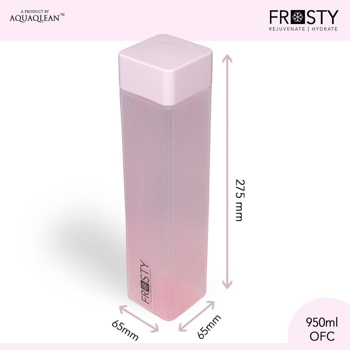 Aquaqlean Frosty Square Plastic 1 Litre Fridge Water Bottle - PASTEL (Multicolor 6 pcs set) I Food Grade I Gift Set I Gym Use I Office Use I Home UseAQUAQLEAN STOREFRONT