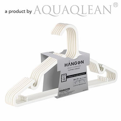 Aquaqlean - Hangon - LightWeight Clothes Hangers,(Pack of 12 pcs ,White)AQUAQLEAN STOREFRONT
